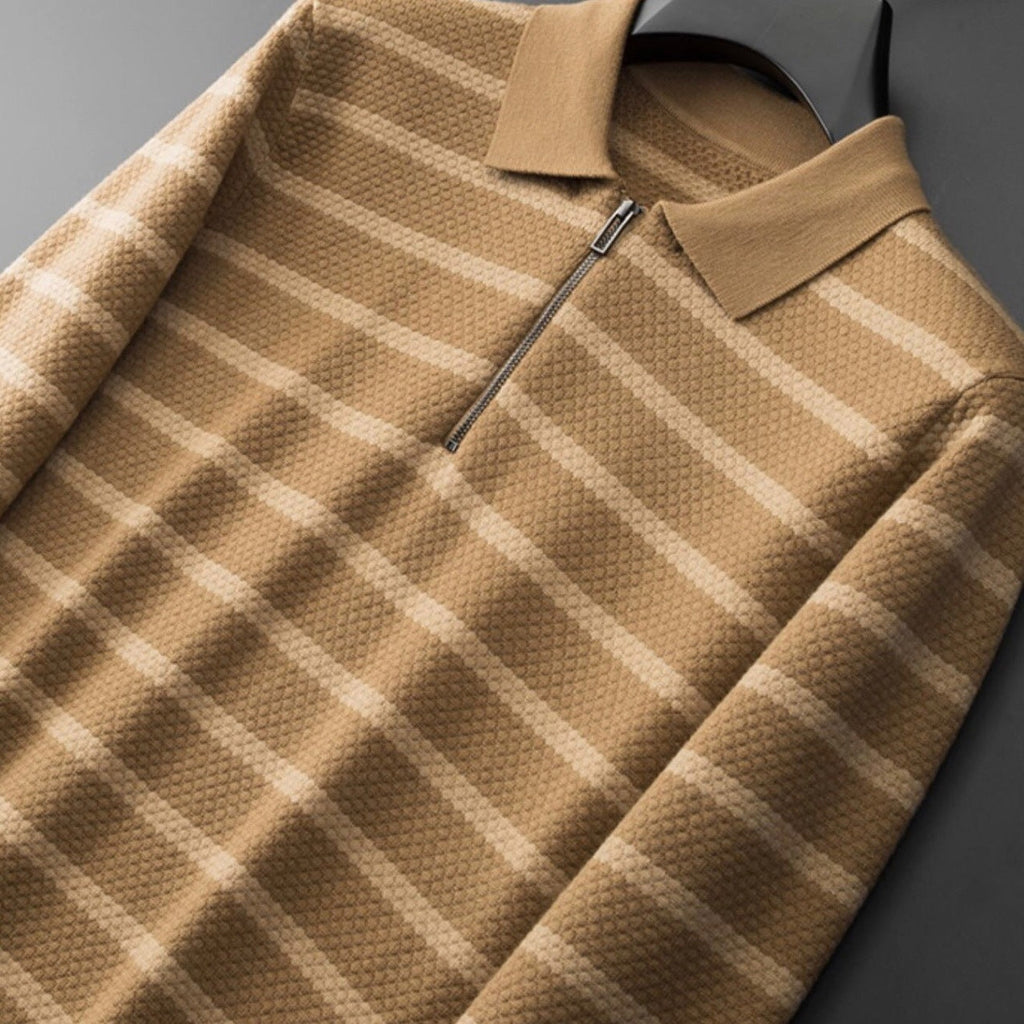 Jared | Men's Half-Zip Striped Polo Shirt