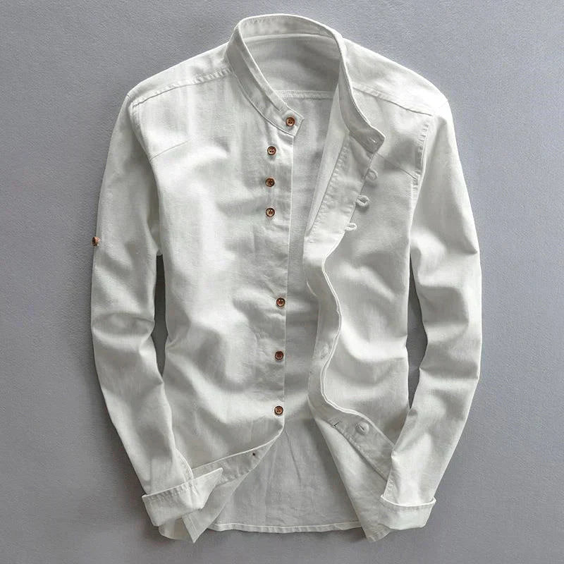 Maxwell | Men's Band Collar Button-Down Shirt - Image 2