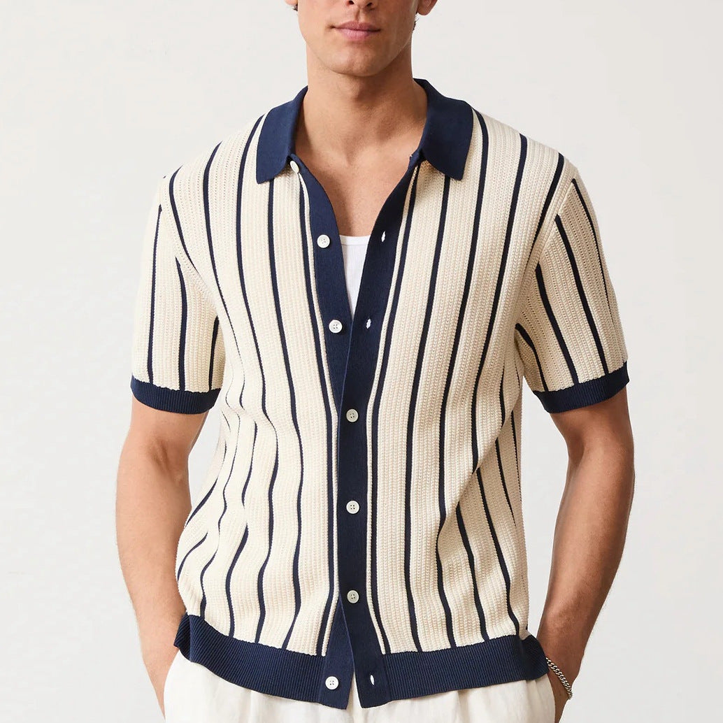 Russell | Men's Vertical Striped Button-Down Shirt - Image 1