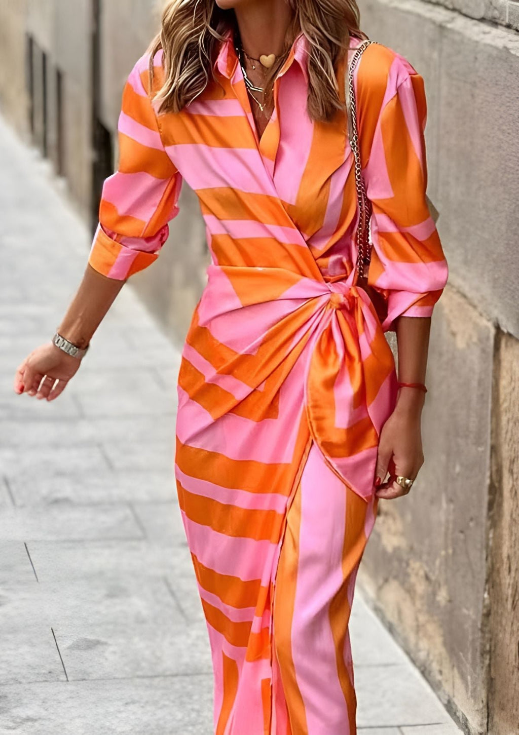 Amelia | Striped Wrap Dress for Every Occasion