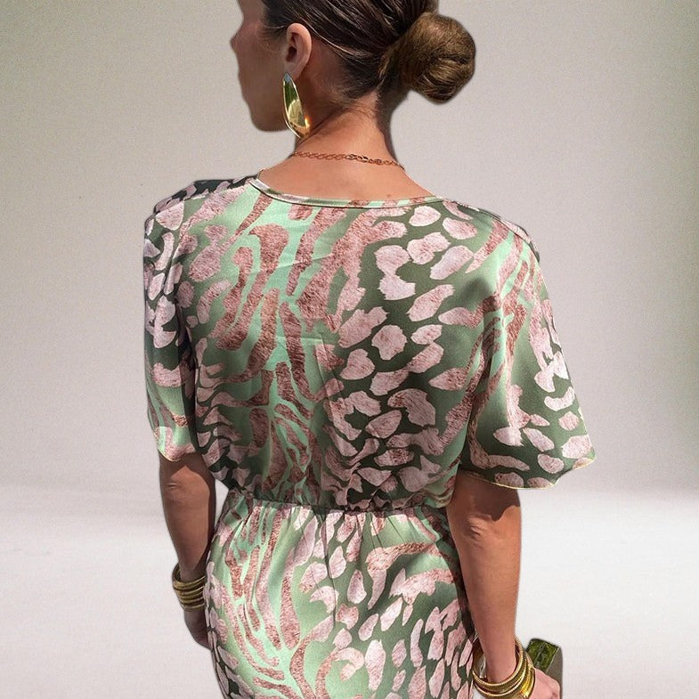 Domenica | Elegant Maxi Dress with Unique V-neck for Women