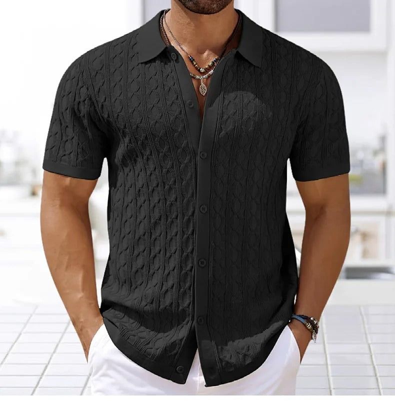 David | Retro Stylish Jacquard Knit Polo for Men