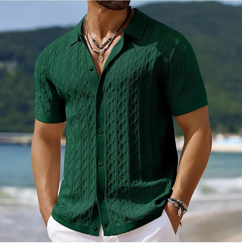 David | Retro Stylish Jacquard Knit Polo for Men
