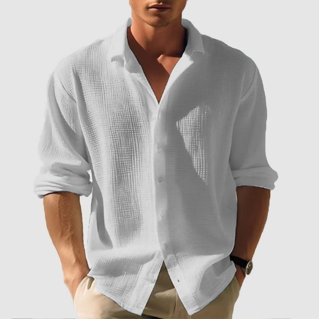 Jayden | Men's Casual Cotton Waffle Shirt with Long Sleeves - Image 3