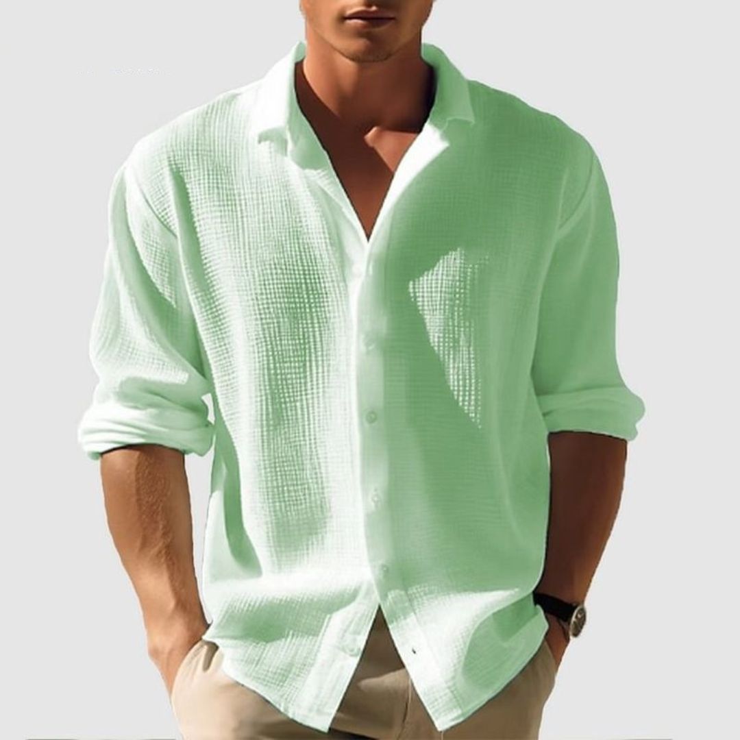 Jayden | Men's Casual Cotton Waffle Shirt with Long Sleeves - Image 5