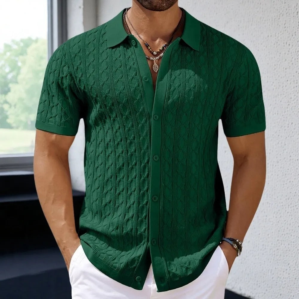 David | Retro Stylish Jacquard Knit Polo for Men