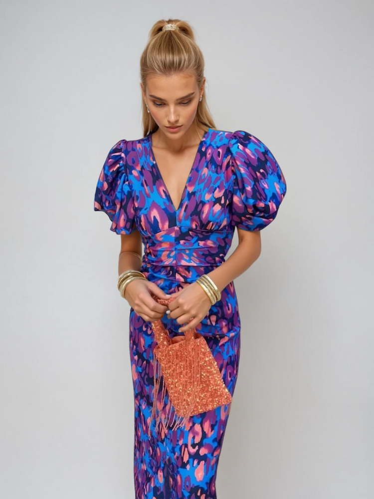 Dianna | Women’s Elegant Puff Sleeve Printed Dress
